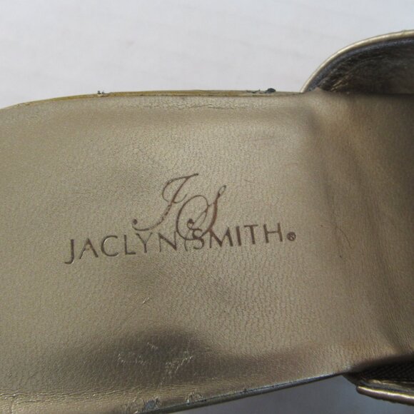 Jaclyn Smith Gold Strappy Slip On Open Toe Wedge Sandals Size 6.5M - Picture 3 of 14